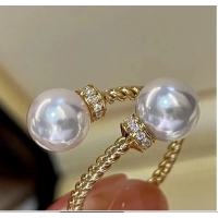 Temperament Double Imitation Pearl Open Ring Twist Gold Color Band New Fashion Women's Accessories Wedding Jewelry 2023