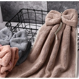 Bowknot Hand Towels for Kitchen Bathroom Coral Vel..
