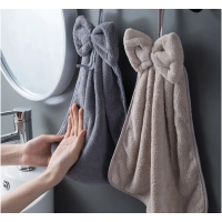 Bowknot Hand Towels for Kitchen Bathroom Coral Velvet Microfiber Soft Quick Dry Absorbent Cleaning Cloths Home Sauna Terry Towel