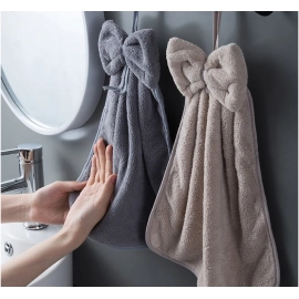 Bowknot Hand Towels for Kitchen Bathroom Coral Velvet Microfiber Soft Quick Dry Absorbent Cleaning Cloths Home Sauna Terry Towel
