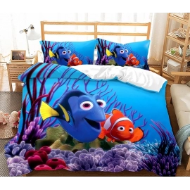 Finding Nemo Disney Cartoon 3D Bedding Set Beautiful Coral Marine Fish Print Duvet Cover Set Home Textile For Kids Adult Bedroom
