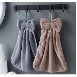 Bowknot Hand Towels for Kitchen Bathroom Coral Velvet Microfiber Soft Quick Dry Absorbent Cleaning Cloths Home Sauna Terry Towel